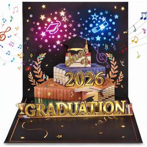 Leopong 2026 Graduation Pop Up Card with Lights & Music for Graduates