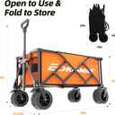 EchoSmile Collapsible Folding Wagon Cart with Compact Storage - 400Lbs Capacity All Terrain Utility Cart for Camping, Beach, Grocery, Garden,Orange