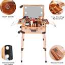 Medium Makeup Train Case with Code Lock, Lighted Mirror, Speaker Travel Cosmetic Organizer Box, Professional Artist Trolley Studio Free Standing Case 