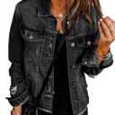 EVALESS Womens Denim Jean Jacket 2026 Country Concert Outfits, Black X-Large