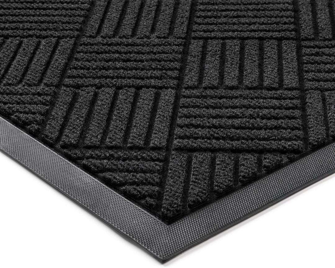 Front Door Mat, Heavy Duty Indoor Outdoor Doormat, 72 x 48 Low Profile Outdoor Mats for Home Entrance, Stain and Fade Resistant Welcome Mat Ideal for High Traffic Area, Diamond Black