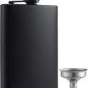 Hip Flask for Liquor Matte Black 8 Oz Stainless Steel Leakproof with Funnel, Great Gift Idea Flask