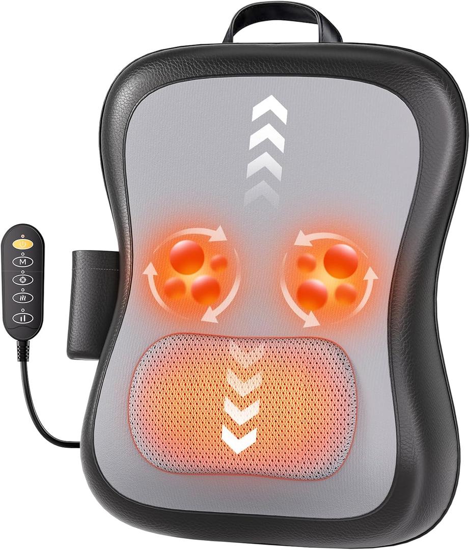 Shiatsu Back and Neck Massager for Pain Relief Deep Tissue, Up and Down Rolling Back Massager with Heat, 3D Kneading Massage for Office Home, Birthday Gifts for Women Men Mom Dad (Gray)