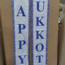 Sunwer Happy Sukkot Porch Sign Sukkah Jewish Hebrew Outdoor Indoor Photo Booth Backdrop Front Porch Wall Yard Mantle Fireplace Decoration