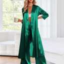 Ekouaer Silk Robes for Women Long Satin Bride Bridesmaid Wedding Party Robes Lightweight Sexy Sleepwear with Pockets (Green)
