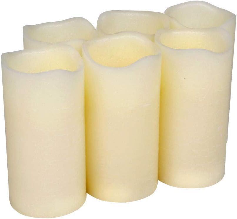 Flickering Flameless Candles Battery Operated Real Wax Pillar Candles LED Candles with Cycling 5H Timer Pack of 6 (3" x 6")