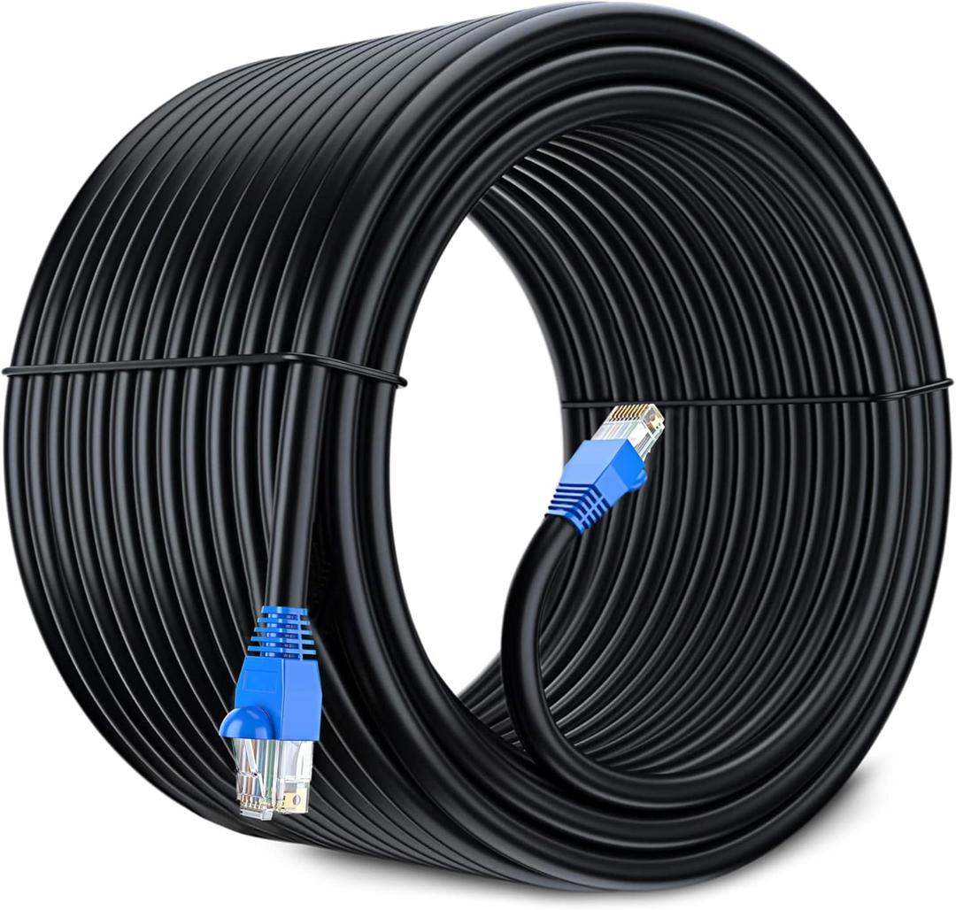 Cat6 Ethernet Cable for Gaming 300 ft RJ45 550 Mhz, Heavy Duty Waterproof Copper Indoor Outdoor Shielded LAN Cable Direct Burial Zero Lag Network Patch, Compatible with PC Router Modem TV
