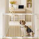No Pawblems Retractable Safty Gate, Metal Adjustable Dog Gate for Doorways, Stairs & Hallways, Expands to 45" Wide, Auto Retract Design, No Bottom Bar, White