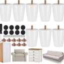 TURSTIN 8 Pieces Furniture Legs 3 Inches Round Solid Wood Furniture Feet with M8 TNuts Couch Legs Sofa Leg Replacement Leg for Armchair, Cabinet, Chair, Dresser or Home DIY Projects, White