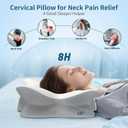 Besyodo Cervical Neck Pillow for Pain Relief, Ergonomic Side Sleeper Pillow Cooling Memory Foam Pillows for Sleeping, Contour Pillow Orthopedic Bed Pillow for Back Stomach Sleepers(White)