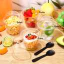 Suclain 400 Pcs 9oz Disposable Plastic Cups with Dome Lid and Spork Set, 200 Clear Fruit Cup with Lid and Hole 200 Plastic Spork for Food Appetizer Ice Cream Dessert Cold Drink(Dome), 400 Count
