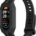 Disscool Replacement Adjustable Wrist Bands Compatible with Xiaomi Band 9/9 NFC/8/8 NFC/7/7 NFC/6/6 NFC, Soft Silicone Wrist Integration Strap with Quick Release for Man Women(Black)