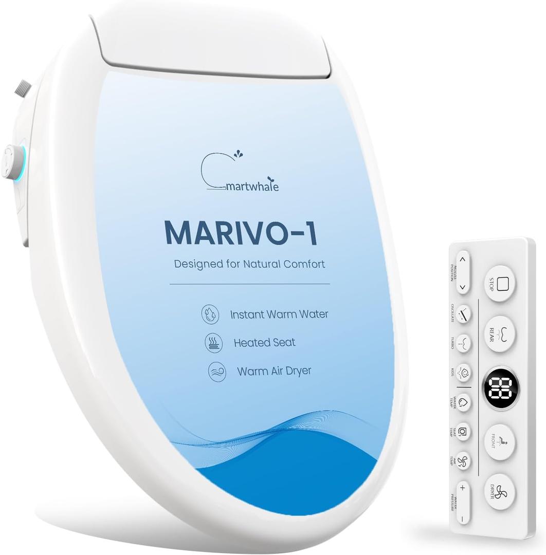 Electric Bidet Toilet Seat Elongated with Digital Display Remote
Smart Heated Toilet Seat,Instant Warm Water,Oscillating & Turbo,Front & Rear Wash,Warm Air Dryer,Self-Cleaning ,Night Light