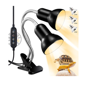 NBIIUYIGE Reptile Heat Lamp, Turtle Lamp with Cycle Timer,DualHead UVA UVB, Heat Lamp for Lizard Reptiles,Bearded Dragon Hermit Crab Snake Turtle Basking Light, Separate Control Heat Lamp Bulb