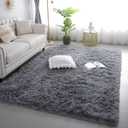 6x9 Grey Fluffy Shag Rug for Bedroom Soft Plush Fuzzy Washable Carpet for Living Room, Modern Comfy Shaggy Non Slip Floor Large Area Rugs for Kids Baby Nursery College Dorm Room, Gray