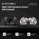 KZ ZS12 PRO 2 in Ear Monitor,1DD+5BA Hybrid Wired Earbud,IEM Earphones,Gaming Earbuds,HiFi Deep DASS IEM for Gaming,KZ Earbuds with 2PIN Cable for Audiophile (with Microphone, Silver)