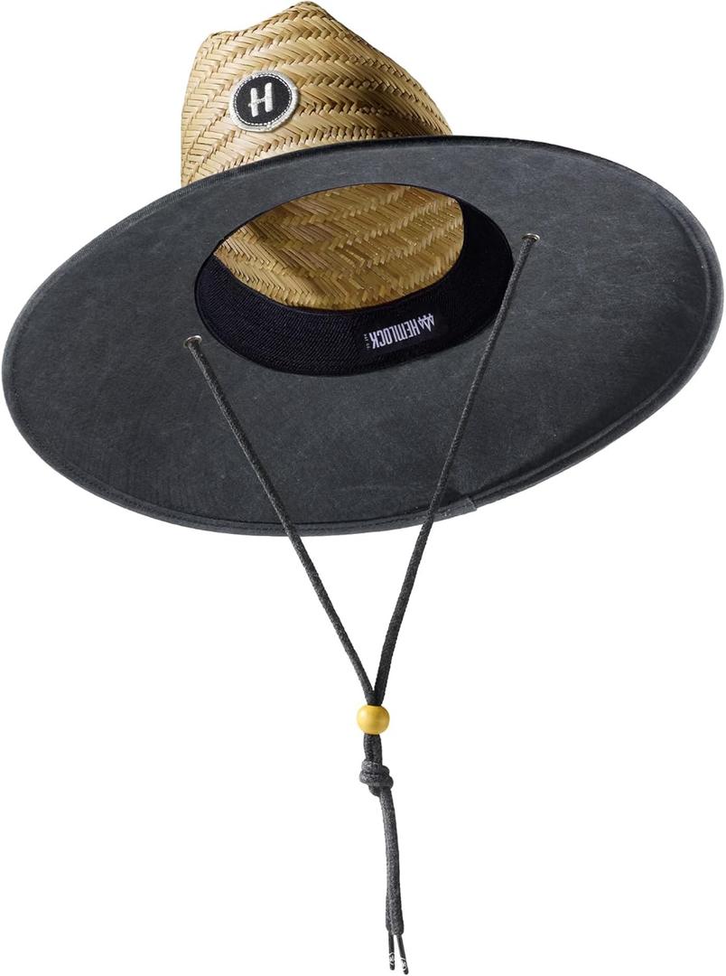 Straw Hat for Men & Women |Lifeguard Hat, Beach Hat & Sun Hat | Wide Brim for Sun Protection | One Size | Solid Black XL | Hemlock
