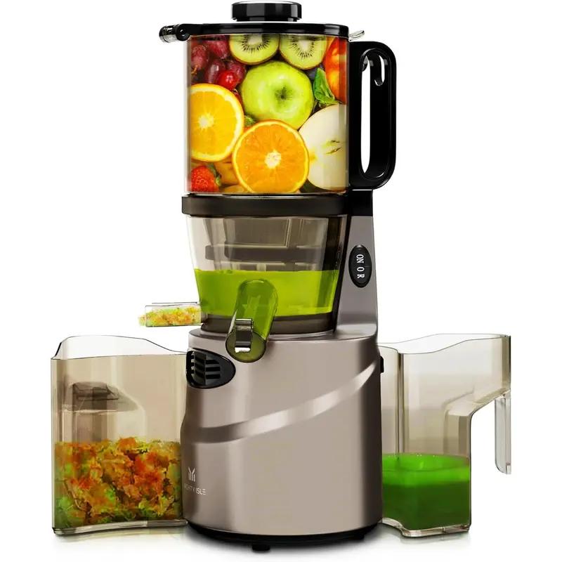 MightyIsle Large Mouth Cold Press Juicer Machine - Juice Extractor Maker w/Sorbet Attachment, 5.4" Wide Feed Chute - Compact Masticating Juicing, Easy to Clean Juicer Machines for Vegetable and Fruit