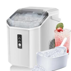 Antarctic Star Countertop Ice Maker with Soft Chewable Pellet Ice, 34lbs/24Hrs, One-Click Operation, Self-Cleaning Portable Peddle Ice Machine with Ice Scoop for Kitchen,Office,Bar,RV (White) (13x12x9")