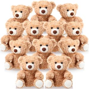 Jenaai 8 Pcs Bears Bulk 10'' Bear Stuffed Animal Baby Shower Decorations Small Stuffed Plush Toys Gifts for Girls Boys Kids Children School Classroom Adult Party Favor (Classic,Light Brown)