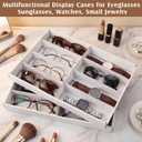 4 Pack Sunglass Organizer Trays 8 Slot White Eyeglasses Storage Boxes Multifunctional Display Cases Stackable Sunglass Display Drawer Storage for Women Men Watches Jewelry Home Retail Shop