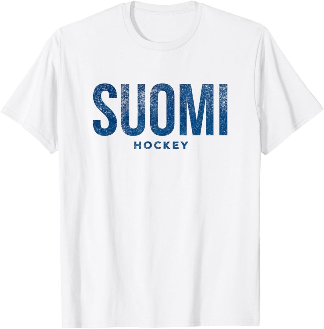 Finland Suomi Hockey Distressed Vintage Retro T Shirt T-Shirt, L