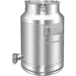 304 Stainless Steel 20 Liter Milk Can, 5.25 Gallon Wine Pail Bucket with Spigot and Sealed Lid, Heavy Duty