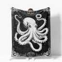 Octopus Throw Blanket Soft Warm Cozy Ocean Octopuses Blankets Fuzzy Plush Fleece Octopus Blanket Nautical Gifts for Couch Bed Sofa Home Decor 40''X50''