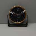 NIKKY HOME Vintage Table Clock, Black Desk Clock on Stand Decorative Desk and Shelf Clocks Metal Tabletop Clock Silent Non-Ticking with Battery Powered for Living Room