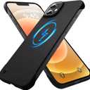 Magnetic Slim Case Fit for iPhone 12 Pro Max Phone Case 6.1"(2020) Ultra-Thin Lightweight Durable Frameless Matte Hard MagSafe Cover Case with Pull Ring Shockproof Non Slip Rope-Black