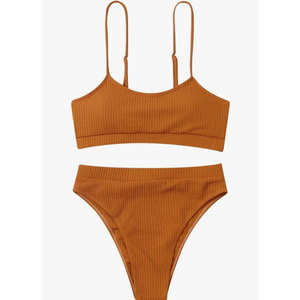 Modest Bikini Woman 2024 Sexy Thong Bathing Set Two Piece Backless High Waisted Swimsuit Solid Color Swim Beachwear Small