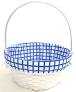 EASTER BAMBOO BASKET BLUE GRID 12IN