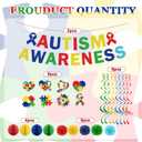 Autism Awareness Month Party Decorations Autism Awareness Puzzle Piece Glitter Banners Hanging Swirls Paper Pom Poms Honeycomb for April Love Needs No Word Themed Decor Supplies