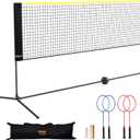 VEVOR Badminton Net, Height Adjustable Volleyball Net, Wide Foldable Pickleball Net, Portable Easy Setup Tennis Net Set with Poles, Stand and Carry Bag, for Kids Backyard Game Indoor Outdoor Use