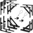 Mofeez Fence Gate Kit Iron Gate Hardware with Gate Latch for Wooden Fences Shed Doors Heavy Duty Anti Sag Gate Corner Brace Bracket (2 Sets)