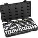 GEARWRENCH 76 Pc. 1/4" & 3/8" Drive 12 Pt. Standard & Deep Mechanics Tool Set, SAE/Metric - 80948