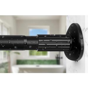 Tension Curtain Rod 51-86 Inch, Curtain Rod No Drilling for Window or Bathroom Closet, Outdoor Curtain Rods for Patio Tension Rod, Easy to Install, Never Rust, Rod Diameter 1.26 Inches - Black