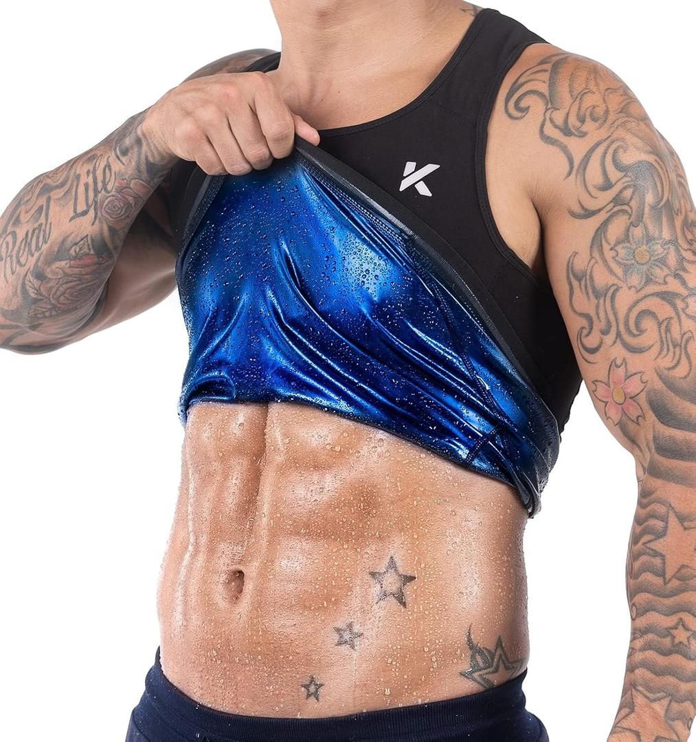 Kewlioo Men's Heat Trapping Pullover Sweat Enhancing Vest - Sauna Suit Shirt Compression Vest Shapewear Top for Gym Exercise (4X-Large-5X-Large, Black)