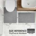 MIULEE Set of 2 Ultra Thin Bathroom Rugs, Rubber Bath Mat, U-Shaped Toilet Rug for Bathroom, Non Slip Quick Dry Absorbent Machine Washable, Fit Under Door, Shower, Sink, Grey, 17"x27"+20"x24"