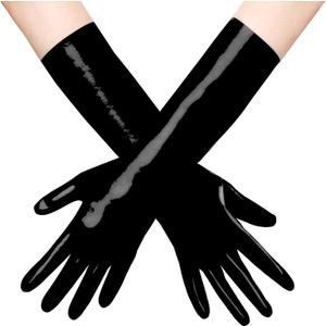 Short Latex Gloves Black Costume Gloves for Cosplay Party (Large)