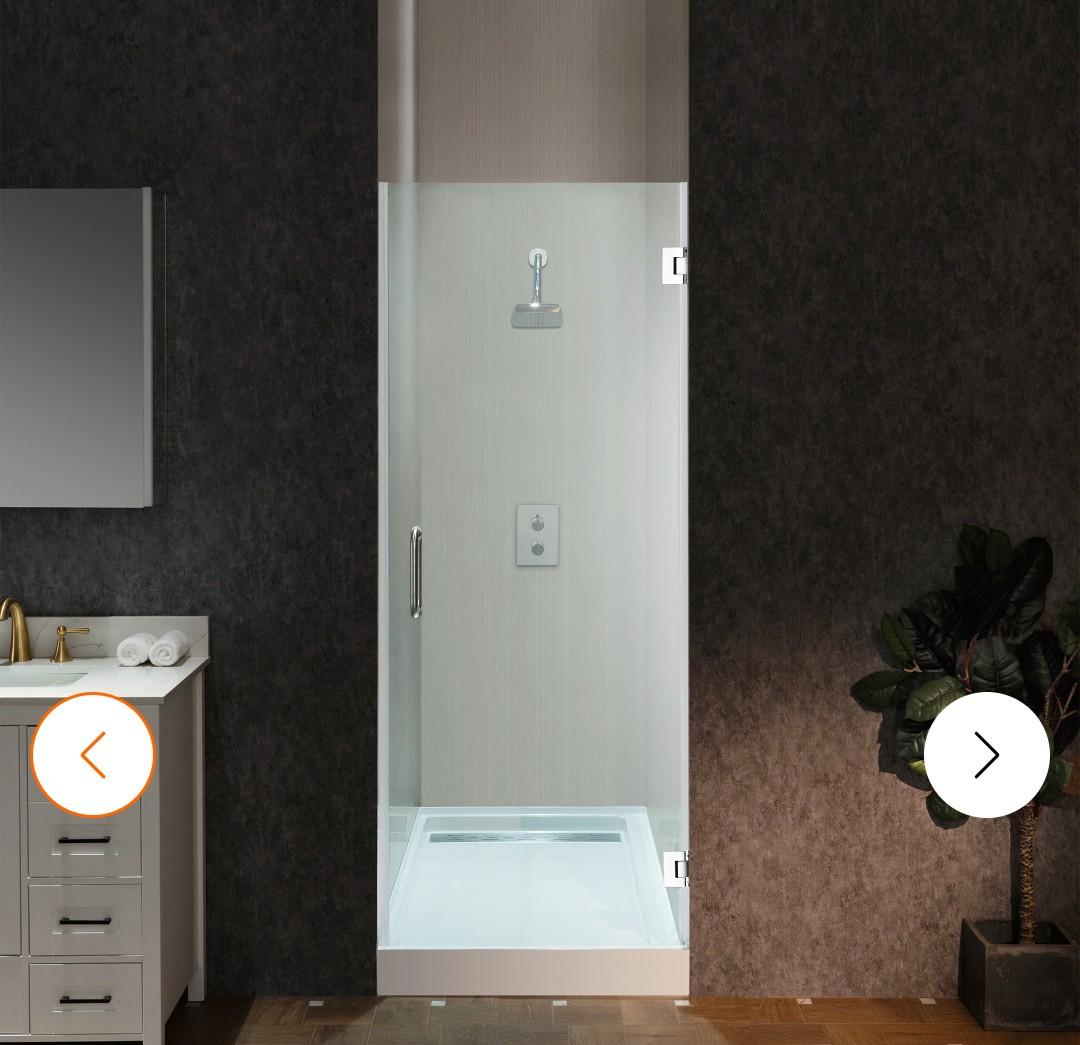 WOODBRIDGE 28" x 76" Pivot Frameless Single Swing Hinge Shower Door with Polished Chrome Trim, 3/8 in. (10mm) Thickness Shattered-Proof Tempered Clear Glass