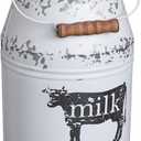MISIXILE Cow Farmhouse Metal Milk Can Large Galvanized Vase Rustic Milk Jug Vase for Kitchen Bathroom Decor -11" Cow Milk Can