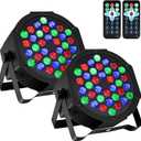 Litake DJ Par Lights, RGB 36 LED Stage Lights Sound Activated,Remote & DMX Controlled LED Uplights,7 Modes Uplighting for Dance Party Church Wedding Birthday Holiday Music Show-2 Pack