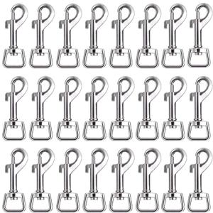 Therwen 24 Pcs Swivel Snap Hooks - Heavy Duty Stainless Steel Bolt Snap for Dog Leash, Keychain, Camera Strap, Multipurpose 2.76 Inch (Delicate Silvery,70mm)