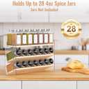 MUDEELA Clear Spice Rack Organizer for Cabinet, 3 Tiered Vertical Spice Shelf, Wooden Seasoning Organizer for Countertop, Kitchen, Pantry, Freestanding, 13.3" W 11.2" H (No Jars Included)