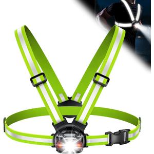 Running Lights for Runners, 500 Lumens Running Light with 45 Adjustable Tilt, 360 Reflective Vest & IPX4 Waterproof Rechargeable Light Up Gear for Night Walking/Cycling/Jogging/Hiking
