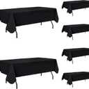 Enjoyidea Vinyl Tablecloth with Flannel Backing-6 Pack Black 60x120 Inch Outdoor Waterproof Plastic Table Cloth-Wipeable Heavy Duty Oilcloth Rectangle 8 Foot Protector for Picnic Party Camping Dining