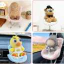 Doll Car Seat for 3–8 inch Figures, Compatible with Labubu and Other Plushes, Blind Box Dolls & Vinyl Collectibles, Includes Air Vent Clip & Desktop Stand, Cute Car Ornament for Collectors