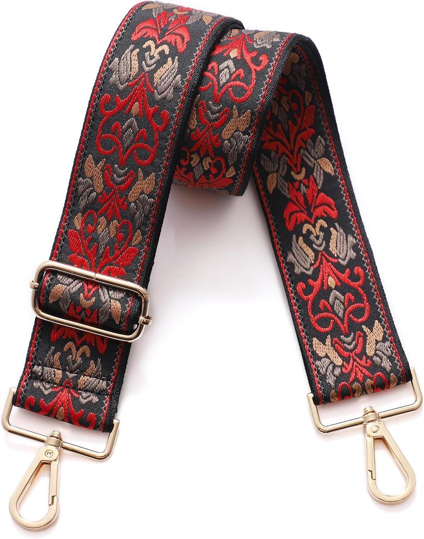 S-Jacorry Purse Strap Replacement Crossbody Wide Shoulder Strap Adjustable Canvas Straps Handbag Strap Replacement Belts (Gold Buckle-1371)