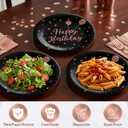 Rose Gold and Black Birthday Decorations - Party Supplies Kit with Tablecloth, Paper Plates, Photo Props, Champagne Foil Balloon, Fringe Curtains, Cake Topper and Banner for Women 18th 21st 30th 40th